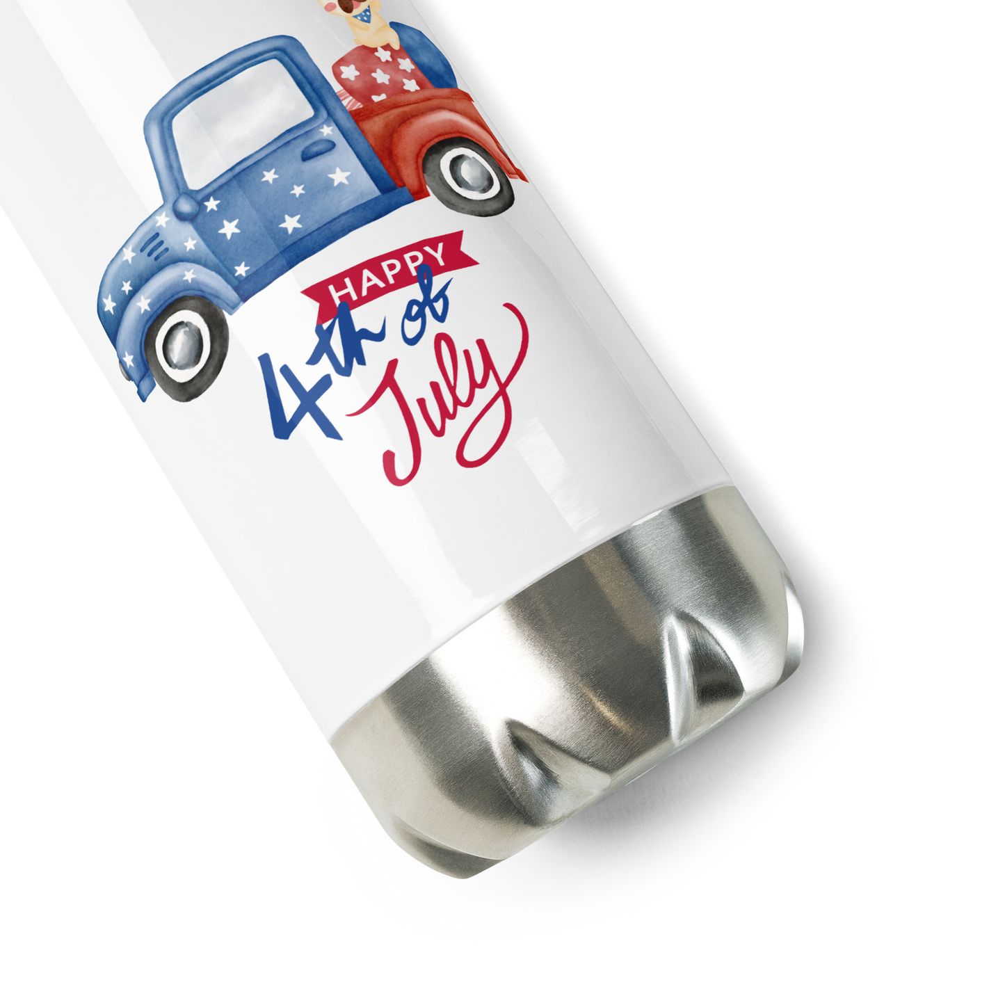 Fourth of July Stainless steel water bottle, Patriotic water bottle, gift for him, birthday gift, Independence Day, fireworks, patriotic red truck, USA