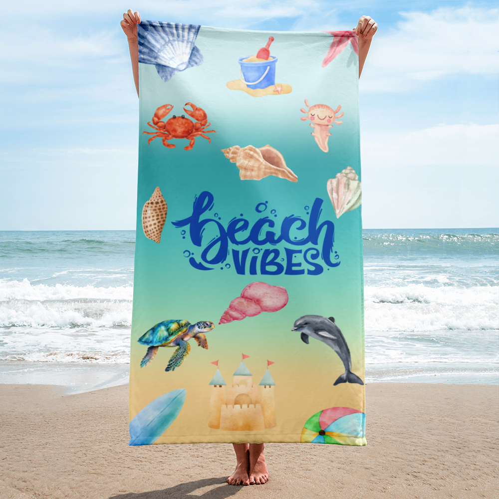 Beach Vibes Beach Towel, 30"x60," soft and cozy towel, beach design, summer fun beach towel