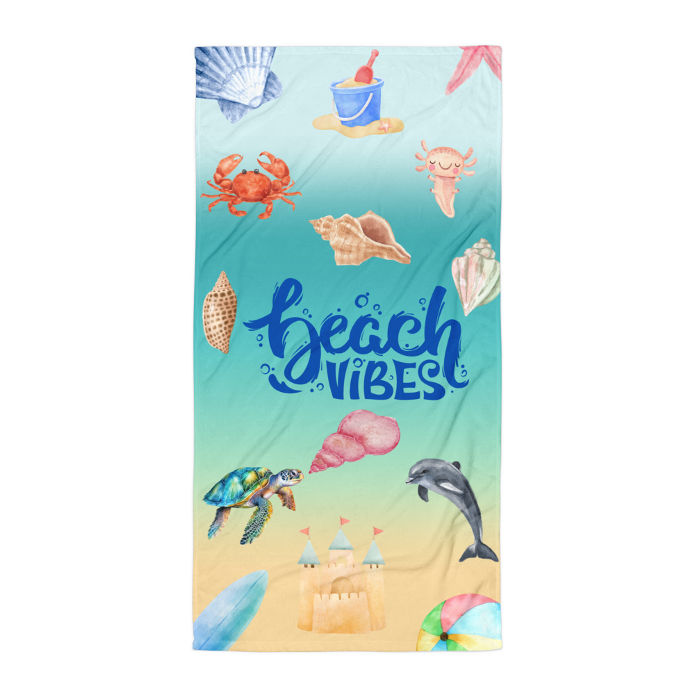 Beach Vibes Beach Towel, 30"x60," soft and cozy towel, beach design, summer fun beach towel