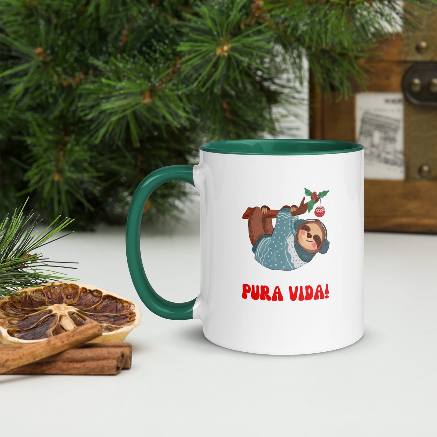 Christmas mug with Color Inside, teacher gift, sloth mug, Pura Vida lifestyle, Christmas coffee mug, Christmas hot chocolate mug, Christmas soup mug, coffee, hot chocolate, festive season, festive mug, holiday mug