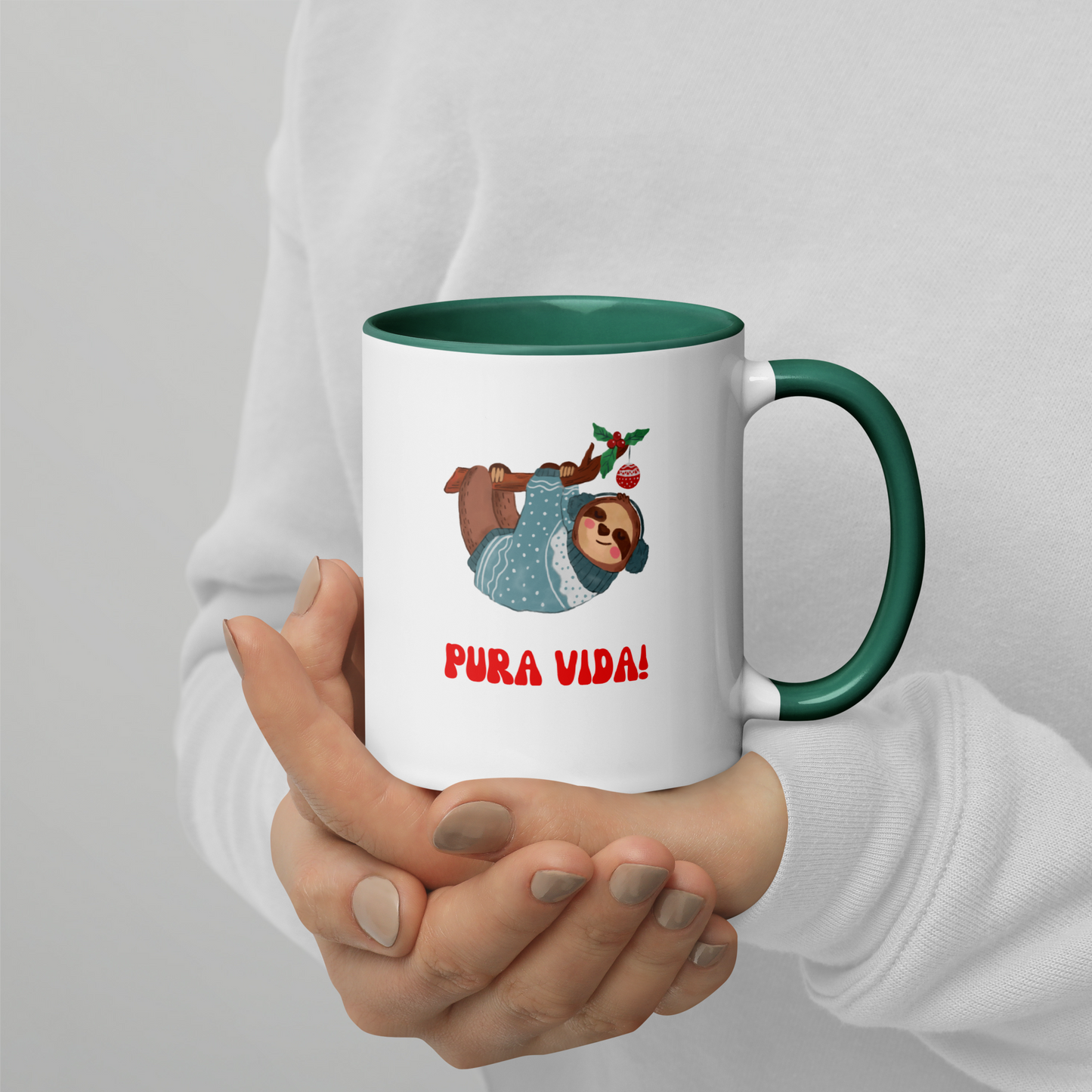 Christmas mug with Color Inside, teacher gift, sloth mug, Pura Vida lifestyle, Christmas coffee mug, Christmas hot chocolate mug, Christmas soup mug, coffee, hot chocolate, festive season, festive mug, holiday mug