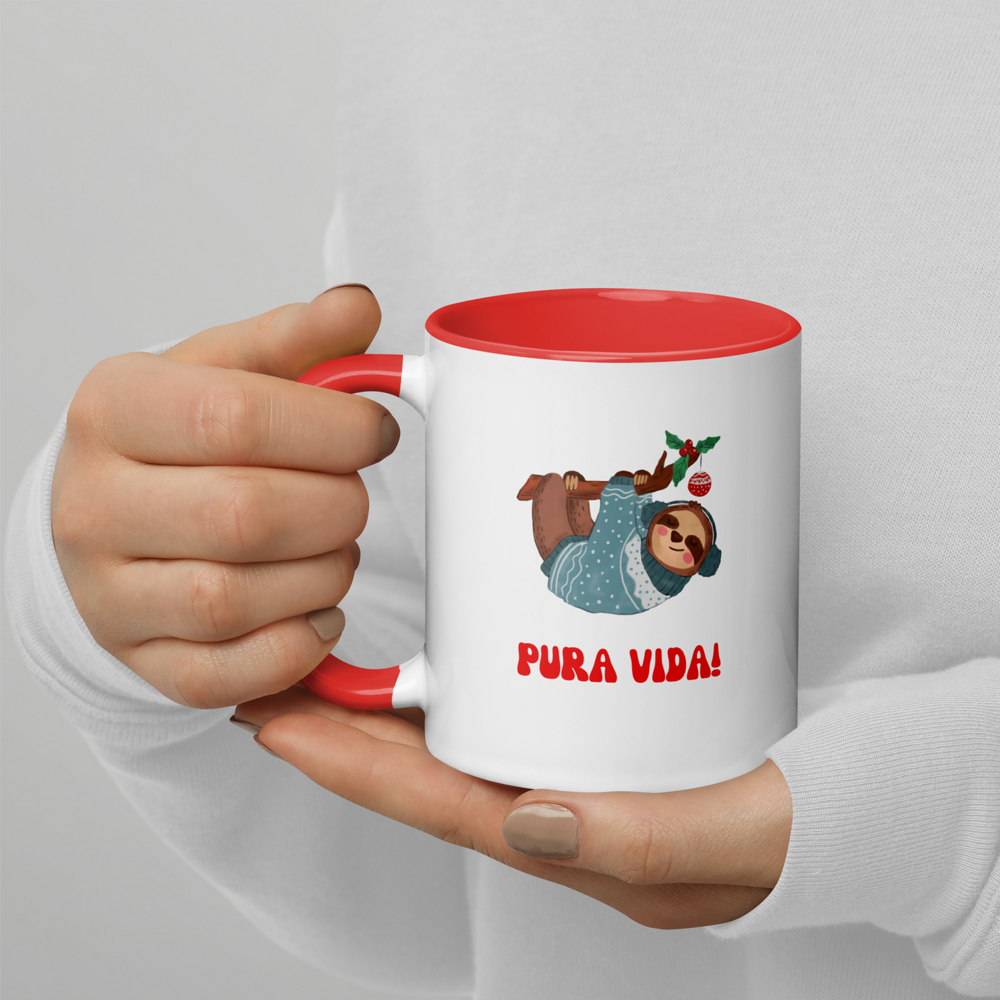 Christmas mug with Color Inside, teacher gift, sloth mug, Pura Vida lifestyle, Christmas coffee mug, Christmas hot chocolate mug, Christmas soup mug, coffee, hot chocolate, festive season, festive mug, holiday mug