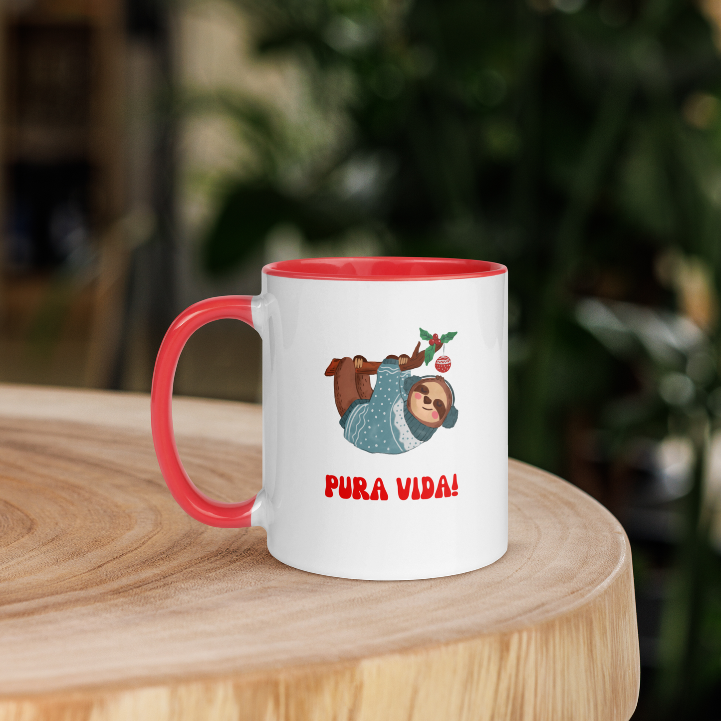 Christmas mug with Color Inside, teacher gift, sloth mug, Pura Vida lifestyle, Christmas coffee mug, Christmas hot chocolate mug, Christmas soup mug, coffee, hot chocolate, festive season, festive mug, holiday mug