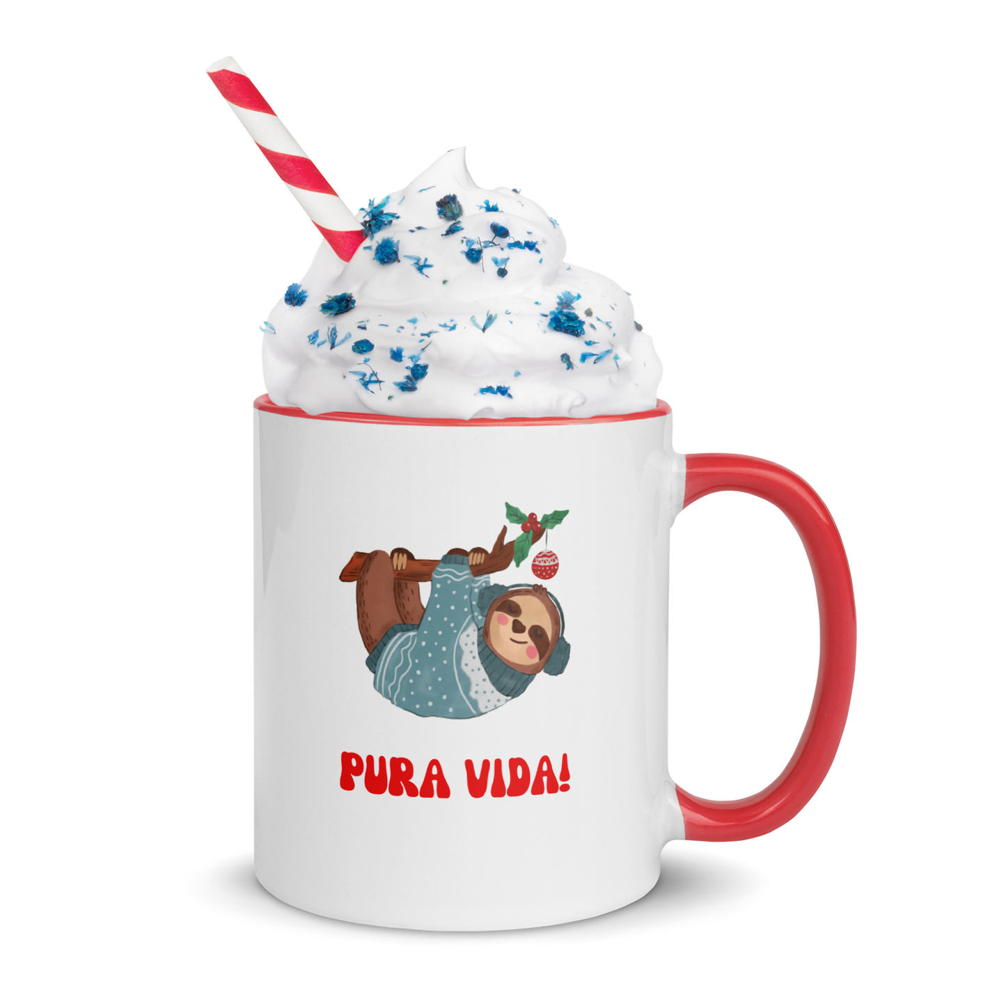 Christmas mug with Color Inside, teacher gift, sloth mug, Pura Vida lifestyle, Christmas coffee mug, Christmas hot chocolate mug, Christmas soup mug, coffee, hot chocolate, festive season, festive mug, holiday mug