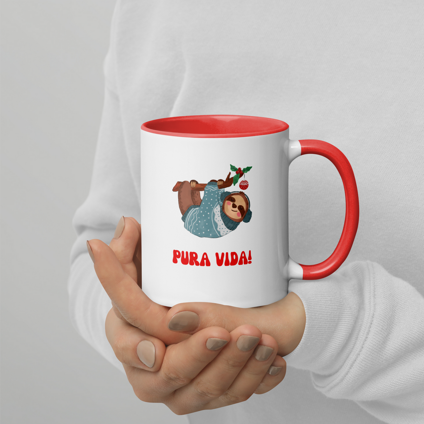 Christmas mug with Color Inside, teacher gift, sloth mug, Pura Vida lifestyle, Christmas coffee mug, Christmas hot chocolate mug, Christmas soup mug, coffee, hot chocolate, festive season, festive mug, holiday mug