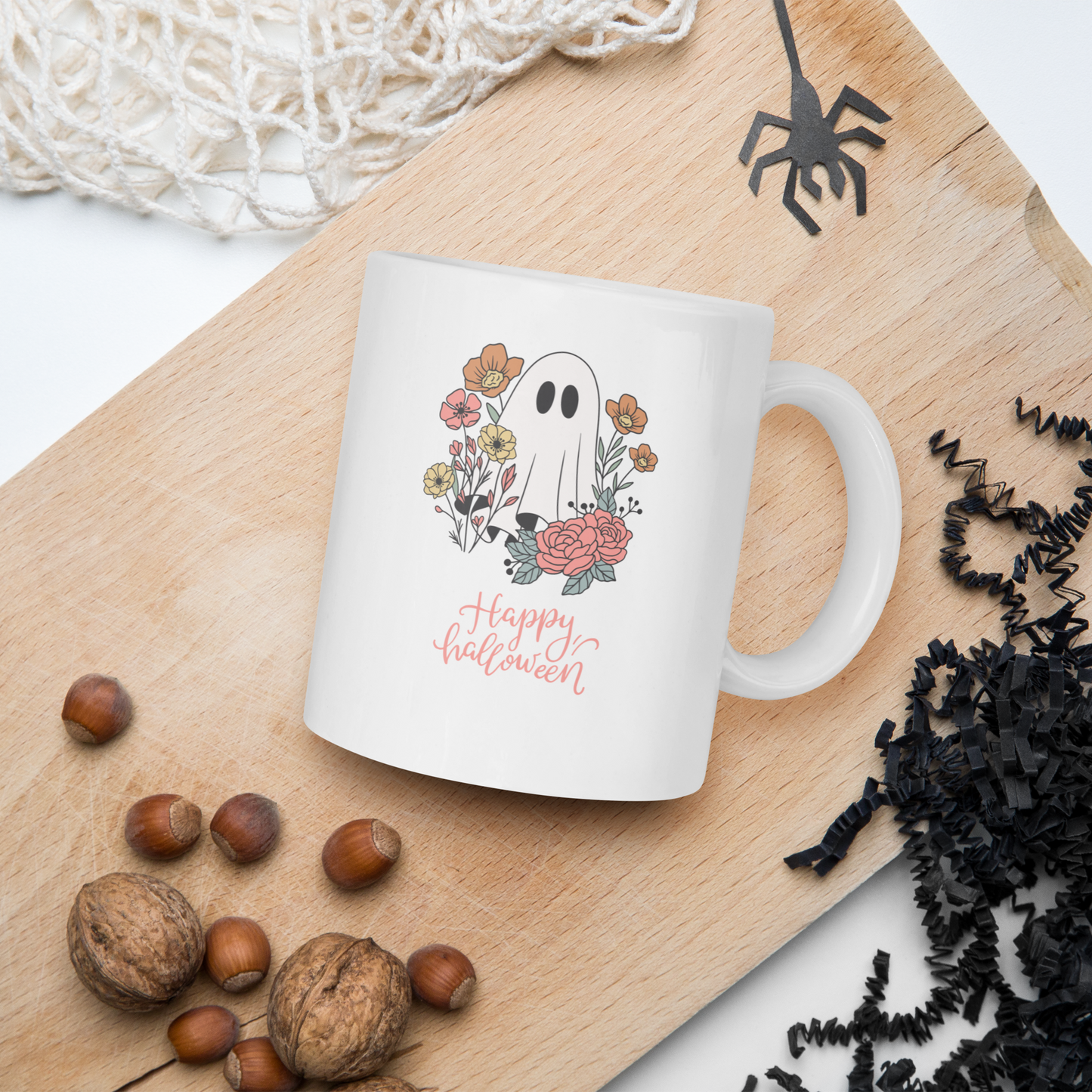 Halloween White glossy mug, Halloween coffee mug, Halloween hot chocolate mug, Halloween soup mug, coffee, hot chocolate, spooky season, spooky mug, glossy mug