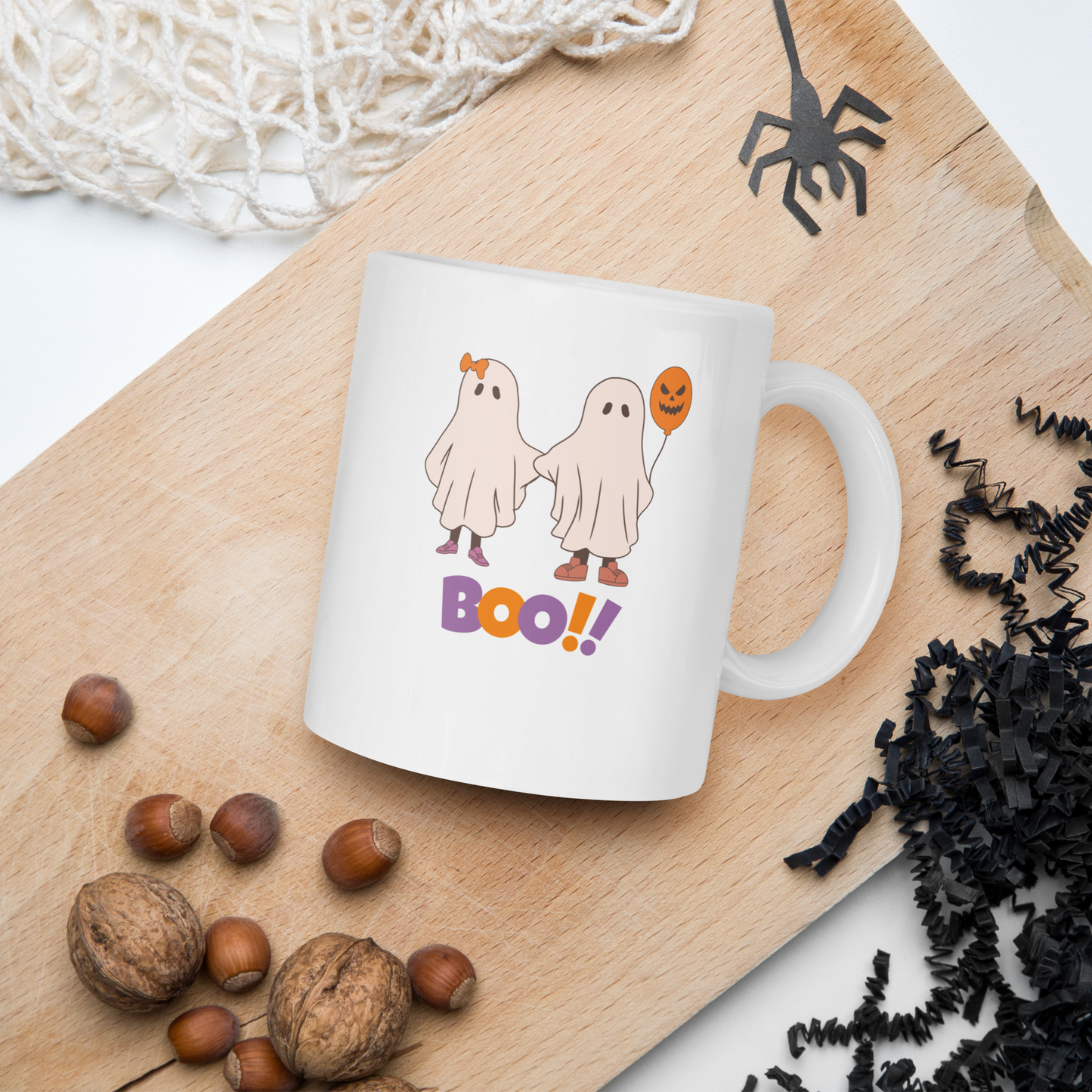 Halloween White glossy mug, Halloween coffee mug, Halloween hot chocolate mug, Halloween soup mug, coffee, hot chocolate, spooky season, spooky mug, glossy mug