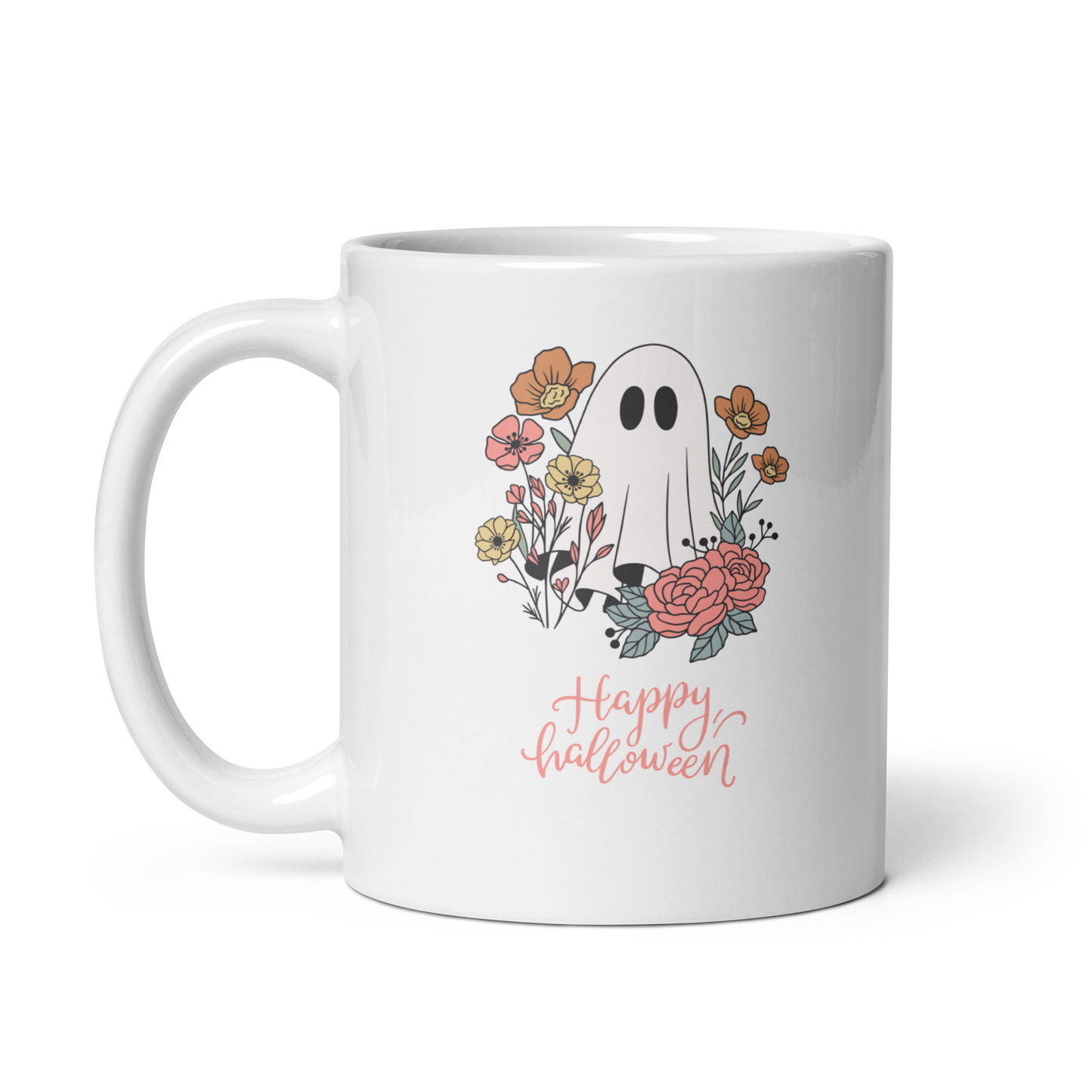 Halloween White glossy mug, Halloween coffee mug, Halloween hot chocolate mug, Halloween soup mug, coffee, hot chocolate, spooky season, spooky mug, glossy mug