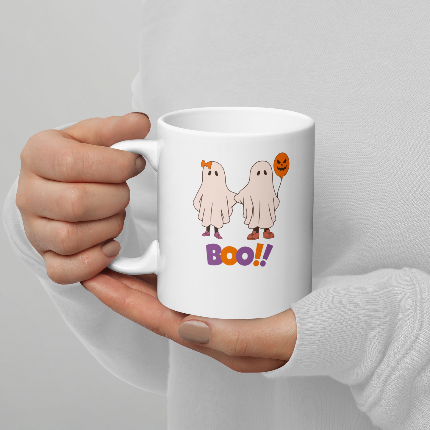 Halloween White glossy mug, Halloween coffee mug, Halloween hot chocolate mug, Halloween soup mug, coffee, hot chocolate, spooky season, spooky mug, glossy mug