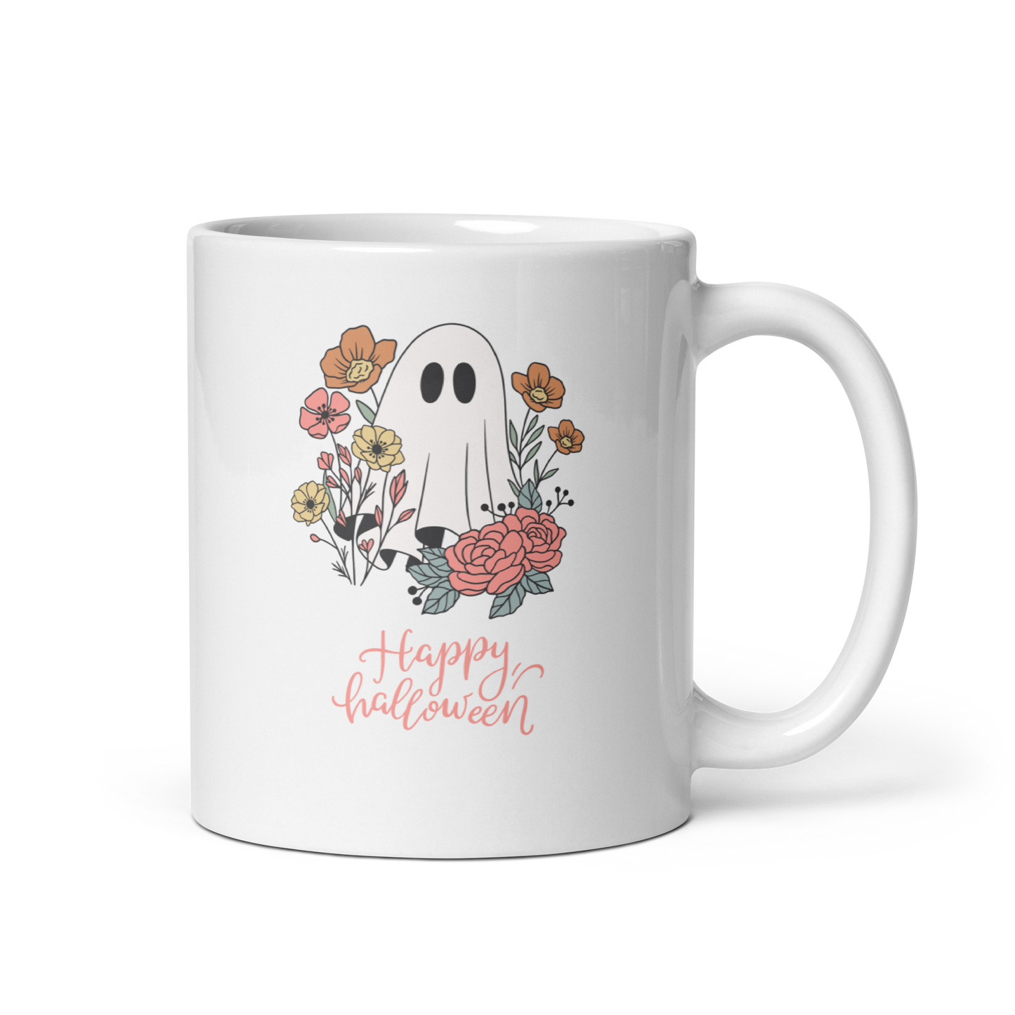 Halloween White glossy mug, Halloween coffee mug, Halloween hot chocolate mug, Halloween soup mug, coffee, hot chocolate, spooky season, spooky mug, glossy mug