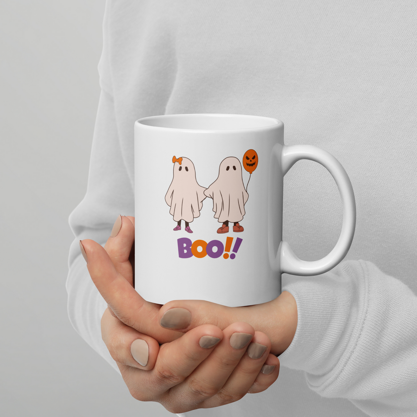 Halloween White glossy mug, Halloween coffee mug, Halloween hot chocolate mug, Halloween soup mug, coffee, hot chocolate, spooky season, spooky mug, glossy mug